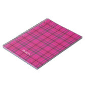 Custom preppy roze & paarse plaid tartan trendy notitieboek (Linkerzijde)