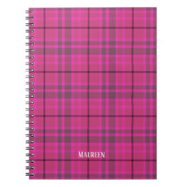 Custom preppy roze & paarse plaid tartan trendy notitieboek