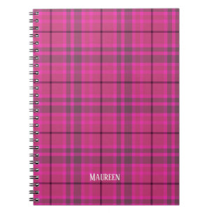 Custom preppy roze & paarse plaid tartan trendy notitieboek
