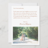 Custom Preprinted Pink Orange Floral Photo Wedding Bedankkaart (Achterkant)
