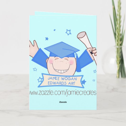 Custom Preschool / Kindergarten Boy Graduation Kaart (Achterkant)