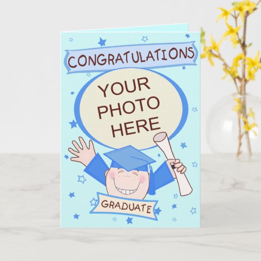 Custom Preschool / Kindergarten Boy Graduation Kaart (Gele Bloem)