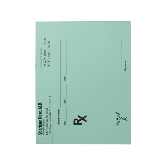 Custom Prescription Notepad – Editable Doctor RX  Notitieblok (Linkerzijde)