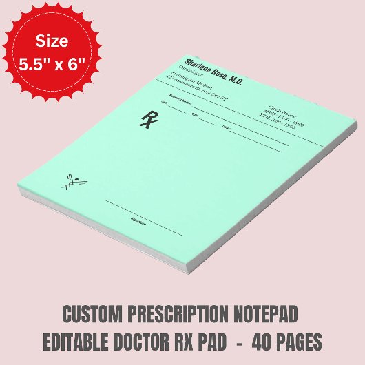 Custom Prescription Notepad – Editable Doctor RX Notitieblok