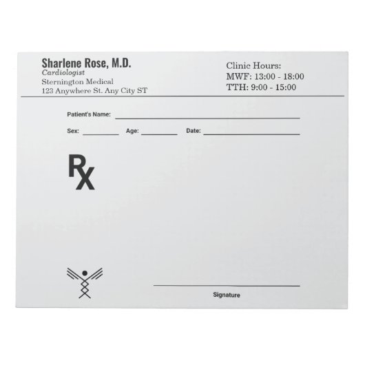 Custom Prescription Notepad – Editable Doctor RX  Notitieblok (Voorkant)