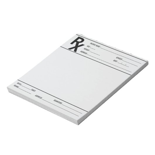 Custom Prescription Pad for Doctor Pharmacist Rx  Notitieblok (Linkerzijde)