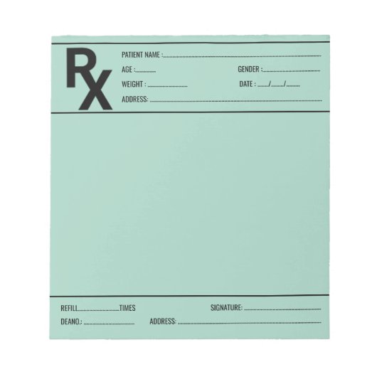 Custom Prescription Pad for Doctor Pharmacist Rx Notitieblok (Voorkant)