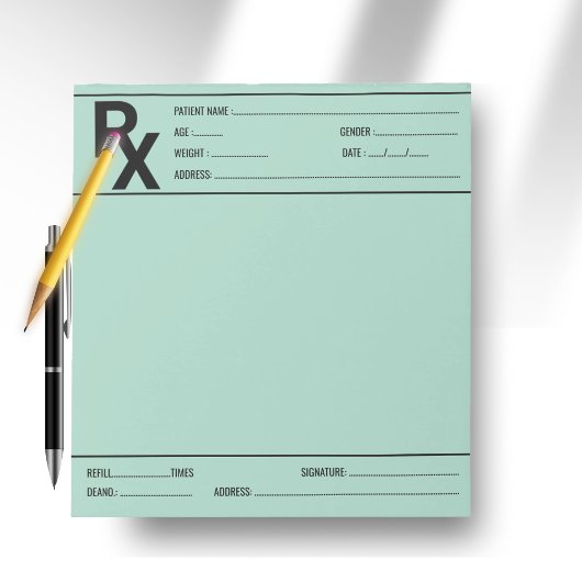 Custom Prescription Pad for Doctor Pharmacist Rx  Notitieblok