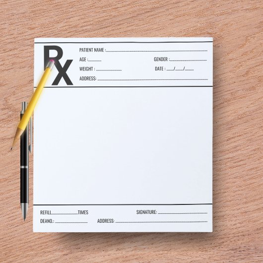 Custom Prescription Pad for Doctor Pharmacist Rx  Notitieblok