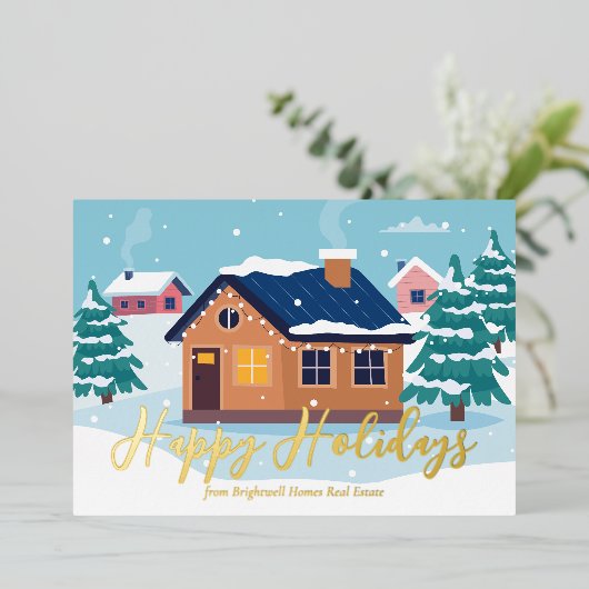 Custom Prettige feestdagen Real Estate Company Gol (Staand Voorkant)