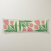 Custom pretty sage green stripes and pink floral lichaamskussen (Achterkant)