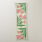 Custom pretty sage green stripes and pink floral lichaamskussen (Achterkant (Verticaal))