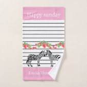 Custom pretty zebra standing with strawberry Pink Bad Handdoek (Handdoek)