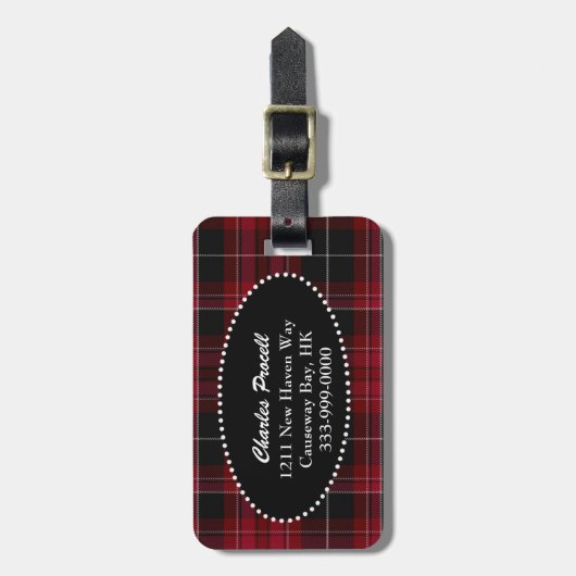 Custom Pride of Wales Tartan Pset Bagagelabel (Voorkant verticaal)
