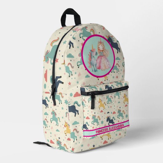 Custom Princess Unicorn Bedrukte Rugzak (Achterkant Hoek Links)