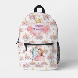 Custom Princess Unicorn Roze Bedrukte Rugzak