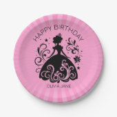  Custom Princess Verjaardagsfeest Papieren Bordje (Voorkant)