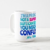 Custom Principal Grappig Geen SUPERHELD Koffiemok (Voorkant links)