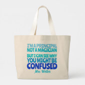 Custom Principal Grappig Niet een goochelaar Grote Tote Bag (Achterkant)