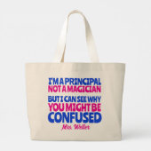 Custom Principal Grappig Niet een goochelaar Grote Tote Bag (Achterkant)