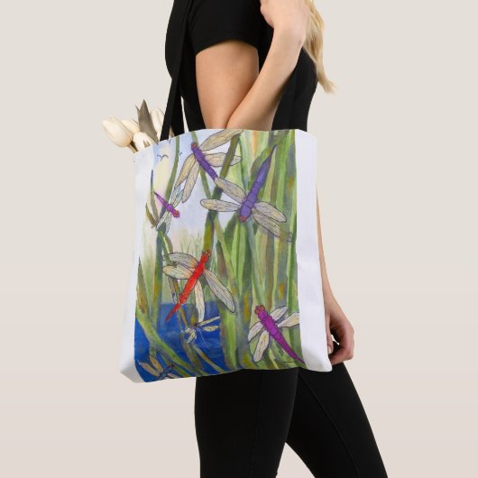 Custom Print Dragonflies Canvas tas (Dichtbij)