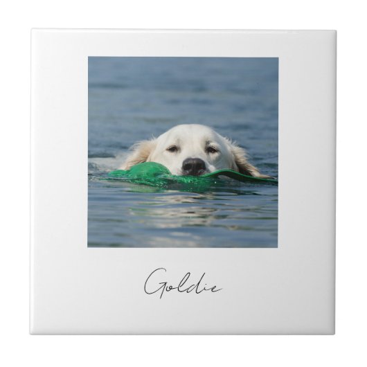 Custom print personalized ceramic dog photo tegeltje (Voorkant)
