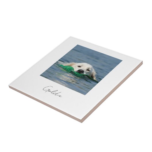 Custom print personalized ceramic dog photo tegeltje (Zijkant)