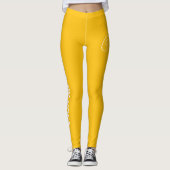 Custom Print Yoga Crew Bright Yellow Orange Leggings (Voorkant)