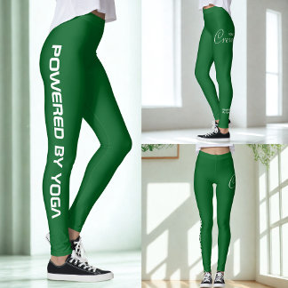 Custom Print Yoga Crew Forrest Green Leggings