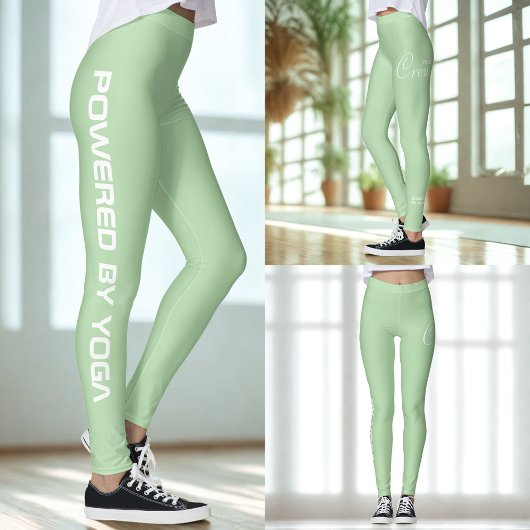 Custom Print Yoga Crew Pale Green Leggings