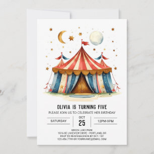 Custom Printable Joy Circus Verjaardag Kaart