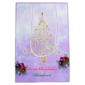 Custom Printed Holiday Gift Bag with Golden Tree  Medium Cadeauzakje (Achterkant)