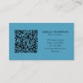 Custom Professional Business Logo Blue QR-code Visitekaartje (Achterkant)