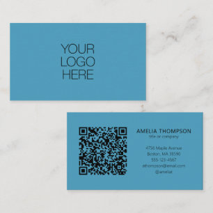 Custom Professional Business Logo Blue QR-code Visitekaartje