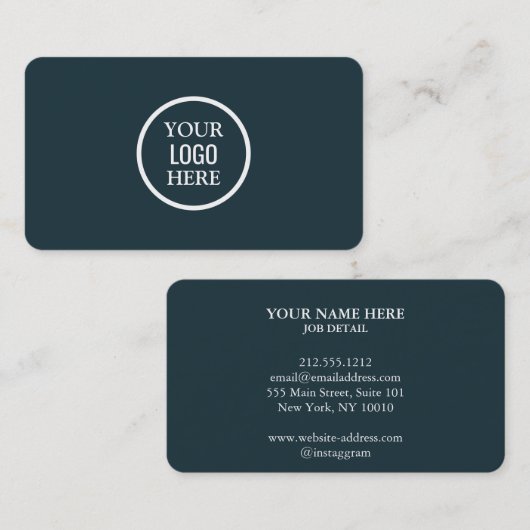 Custom Professional Business Logo Circle Blauw Visitekaartje (Voorkant / Achterkant)