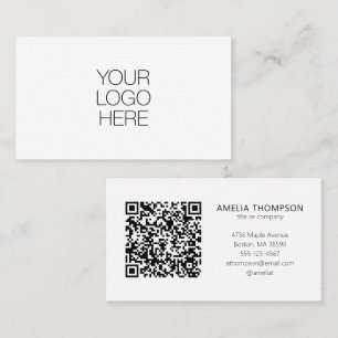 Custom Professional Business Logo White QR-code Visitekaartje