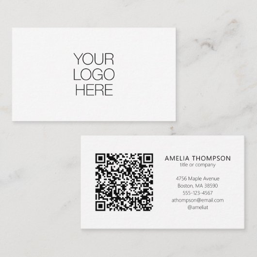 Custom Professional Business Logo White QR-code Visitekaartje (Voorkant / Achterkant)