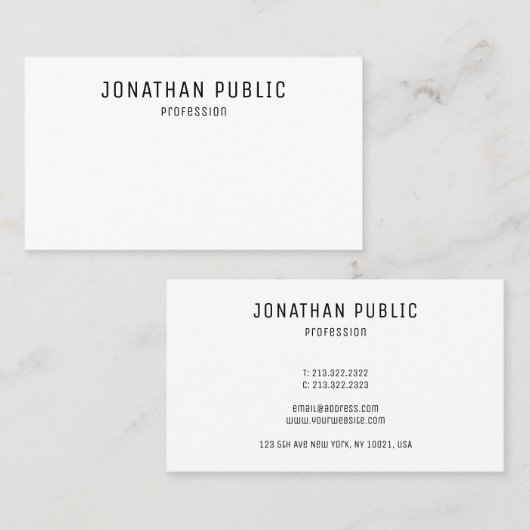Custom Professional Elegant Modern minimalist Visitekaartje (Voorkant / Achterkant)