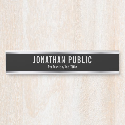 Custom Professional Elegant Sjabloon Black Silver Deurbordje (Voorkant)