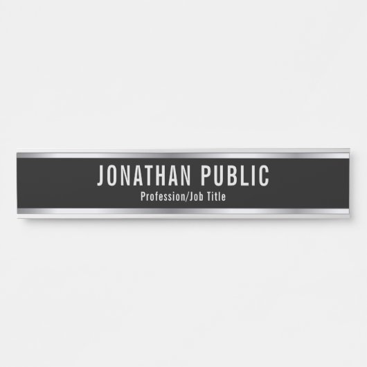 Custom Professional Elegant Sjabloon Black Silver Deurbordje (Voorkant)