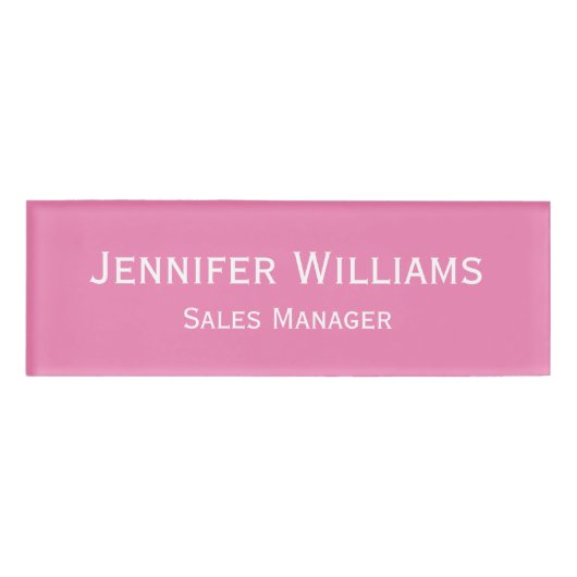 Custom Professional Executive Modern Roze Magnetis Naambadge (Voorkant)
