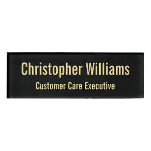 Custom Professional Faux Gold Black Magnetic ID Naambadge