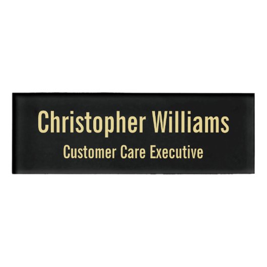 Custom Professional Faux Gold Black Magnetic ID Naambadge (Voorkant)