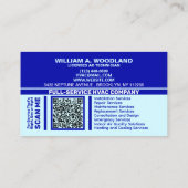 Custom Professional Logo & License | Blue AC HVAC Visitekaartje (Achterkant)