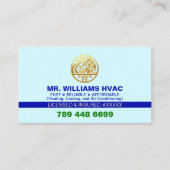 Custom Professional Logo & License | Blue AC HVAC Visitekaartje (Voorkant)