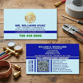 Custom Professional Logo & License | Blue AC HVAC Visitekaartje