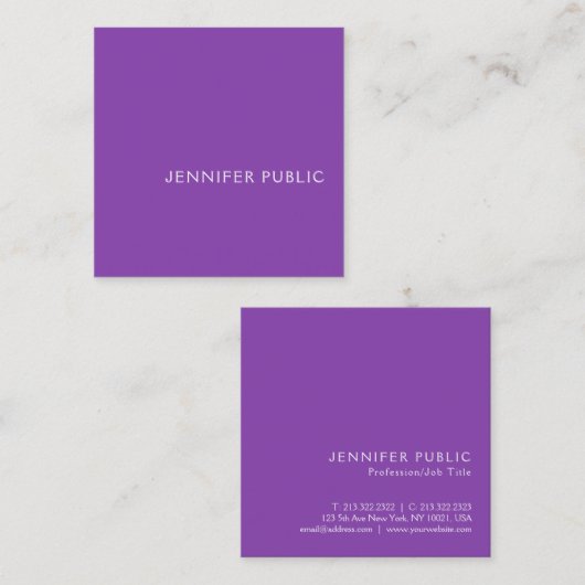 Custom Professional Modern Creative Elegant Violet Vierkante Visitekaartje (Voorkant / Achterkant)