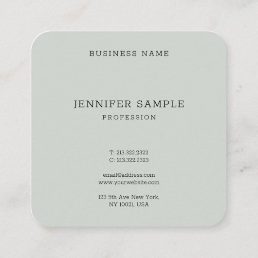 Custom Professional Modern Simple Trendy Elegant Vierkante Visitekaartje (Achterkant)