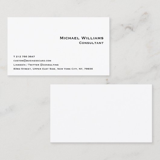 Custom Professional Modern Simple White Minimalist Visitekaartje (Voorkant / Achterkant)