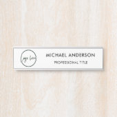 Custom Professional, Modern Zwart Wit Logo, Naam Deurbordje (Voorkant)